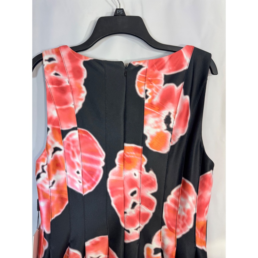 Calvin Klein Pink Orange Floral Scuba Fit Flare Dress - Picture 6 of 7